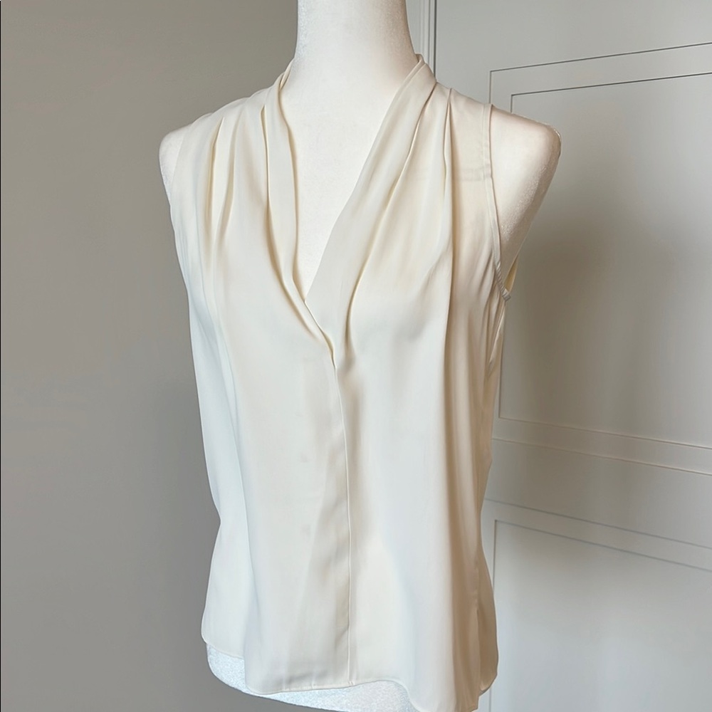 WHBM Elegant Cream Sleeveless Blouse